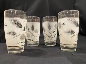 Set/3 Vintage Libbey Wild Flower, highball glasses